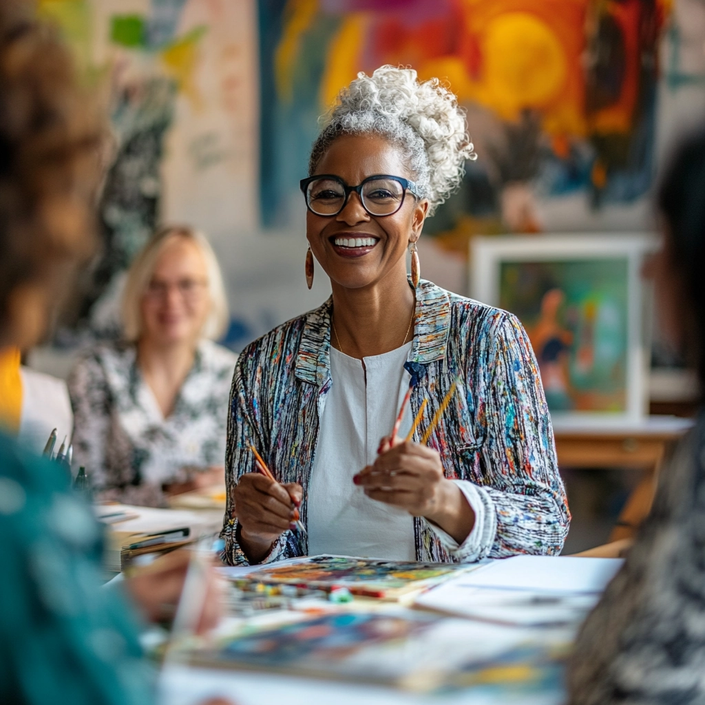 dyanaxyz_create_real_photo_of_black_woman_leading_a_art_therapy_7a31ef63-7d1c-463b-b2b3-6b0b8390c7a4